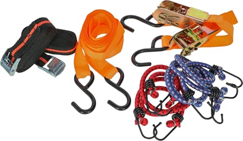 Kerbl Zurrgurtset 8-teilig – Bunt (Farben Schwarz / Orange / Rot / Blau) 37993 von Kerbl