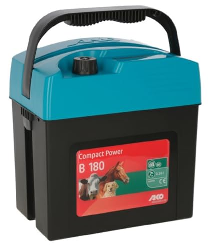 AKO Compact Power B180, Effektives 9 Volt Weidezaungerät, Einsteigermodell, Für kleine Pferde-/Rinderweiden mit geringem Bewuchs und Hunde und Katzen, 5 Jahre Garantie von AKO Fencing