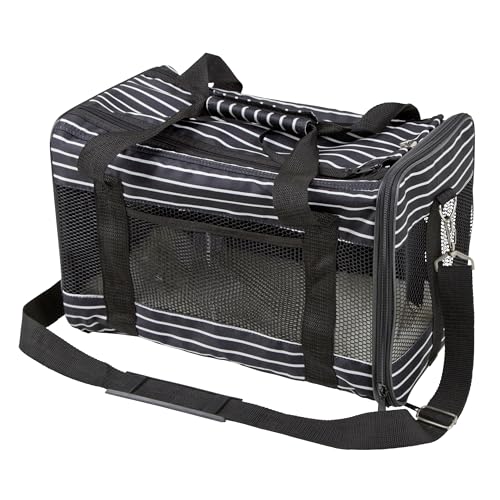 Kerbl Pet Tragetasche Cuba, Hundetasche, Transporttasche, schwarz, weiß, 40x26x28cm, Polyester, Hunde, Katzen, waschbarer Bezug, kratzfeste Netzeinsätze von Kerbl Pet