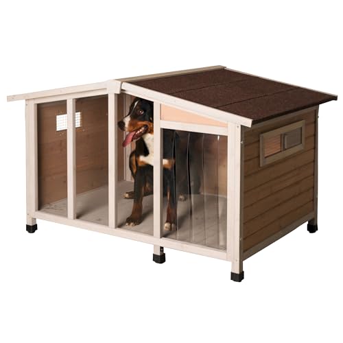 Kerbl Pet Hundehütte Overview, Plexiglas-Front für Helligkeit, Transparente Lamellen, Optimale Luftzirkulation, Wetterfest, Einfache Montage, Ideal für große Hunde von Kerbl Pet