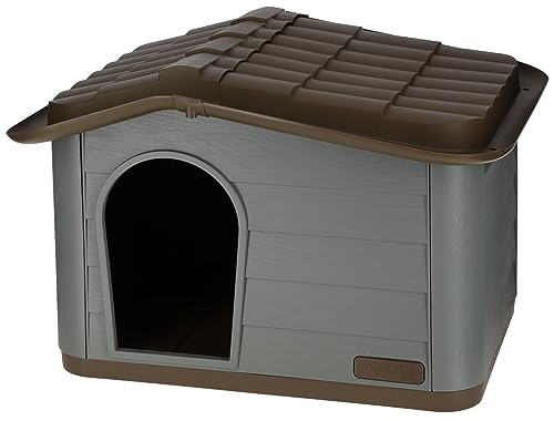 Kerbl Katzenhaus Paola Eco (Katzenhütte UV- und wetterbeständig, Katzenhöhle Indoor und Outdoor, Haustierhaus, 60 x 51 x 41 cm, graugrün/braun) 81341 von Kerbl Pet