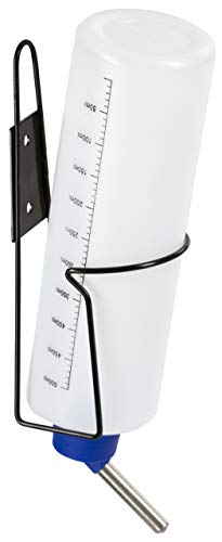 Kerbl Pet Trinkflasche mit Halter aus Metall, Nagerflasche, 500ml, weiß transparent, Füllskala, Doppelkugeltechnik von Kerbl Pet