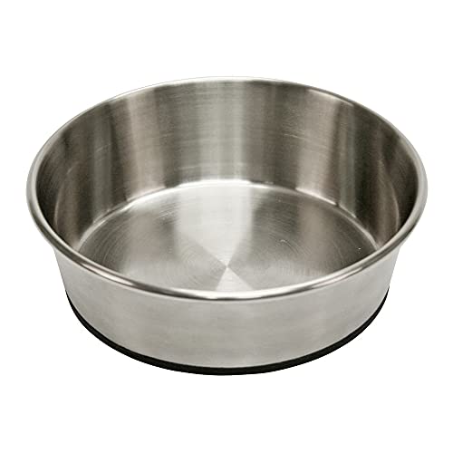 Kerbl Pet Edelstahlnapf, Futternapf, Fressnapf, rund, Silber/schwarz, Ø17,5x5,5cm, 850ml, Edelstahl, rutschfest von Kerbl Pet