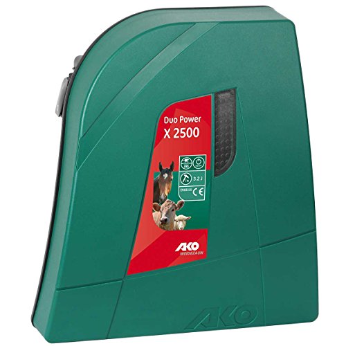AKO Duo Power X 2500 - Weidezaungerät 12 / 230 V - für Zäune bis 4 km und mittlerem Bewuchs, geringer Energieverbrauch & Akkuwarnanzeige, ideal für Rinder, Pferde & Ziegen von AKO Fencing