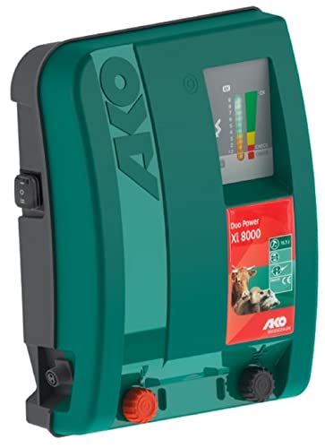 AKO Duo Power Xi 8000 - Weidezaungerät 12 / 230 V - für Zäune bis 7 km und starkem Bewuchs, starke Leistung mit LED-Bargraphanzeige, ideal für Bullen, Pferde und zur Wild- & Wolfsabwehr von AKO Fencing