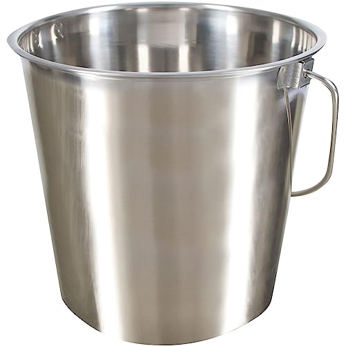 Kerbl Edelstahleimer (Fassungsvermögen 8,5 l, innen und außen hochglanzpoliert, mit Tragegriff) 29376, Silber von Kerbl