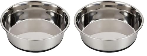 Kerbl Hundenapf Edelstahl, Hundefressnapf Wassernapf, rutschfest, 2800 ml (Packung mit 2) von Kerbl