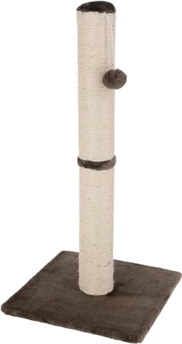 Kerbl Pet Kratzsäule Opal Maxi, Kratzbaum, grau, Natursisal, 38x38x78cm, kleine bis normalgroße Katzen, mit Sisalseil, zur Krallenpflege, Plüschball von Kerbl Pet