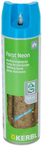 Kerbl Markierungsspray Forst Neon (Forstmarkierungsspray 500 ml/Sprühfarbe in neonblau, auf Bio-Alkohl-Basis, für Holz, Metall und Beton) 291404 von Kerbl