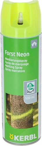 Kerbl Markierungsspray Forst Neon (Forstmarkierungsspray 500 ml/Sprühfarbe in neongelb, auf Bio-Alkohl-Basis, für Holz, Metall und Beton) 291401 von Kerbl