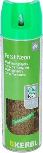 Kerbl Markierungsspray Forst Neon (Forstmarkierungsspray 500 ml/Sprühfarbe in neongrün, auf Bio-Alkohl-Basis, für Holz, Metall und Beton) 291405 von Kerbl