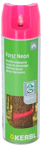 Kerbl Markierungsspray Forst Neon (Forstmarkierungsspray 500 ml/Sprühfarbe in neonpink, auf Bio-Alkohl-Basis, für Holz, Metall und Beton) 291403 von Kerbl