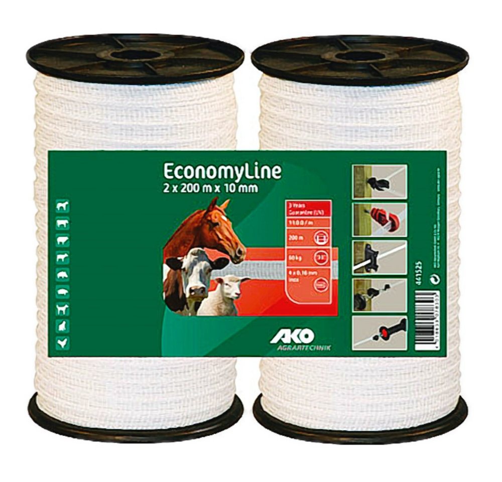 Kerbl Weidenzaun 2 Stück Doppelpack-Weidezaunbreitband 10 mm breit weiss, (10mm breit, 2x 200m) Kerbl Weidenzaun 2 Stück Doppelpack-Weidezaunbreitband 10 mm breit weiss, (10mm breit, 2x 200m) von Kerbl