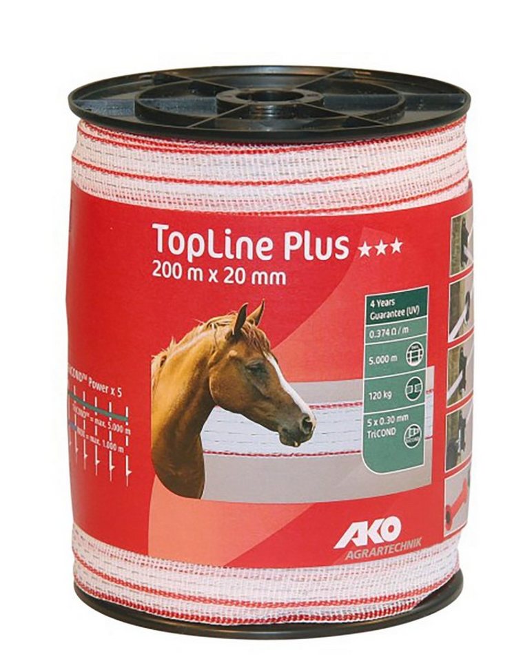 Kerbl Weidenzaun Kerbl Band TopLine Plus, 200 m, 20 mm, weiß/rot von Kerbl