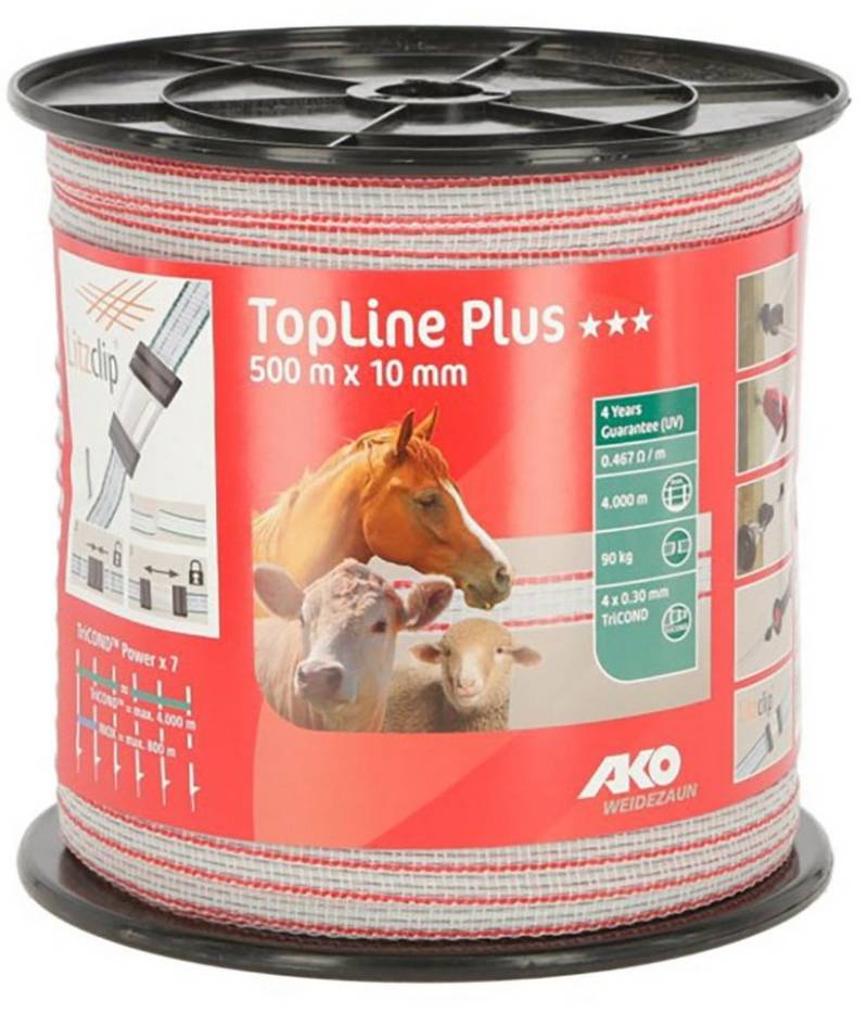 Kerbl Weidenzaun Kerbl TopLine Plus Weidezaunband, weiß/rot, Länge 500 m, 4491505 von Kerbl