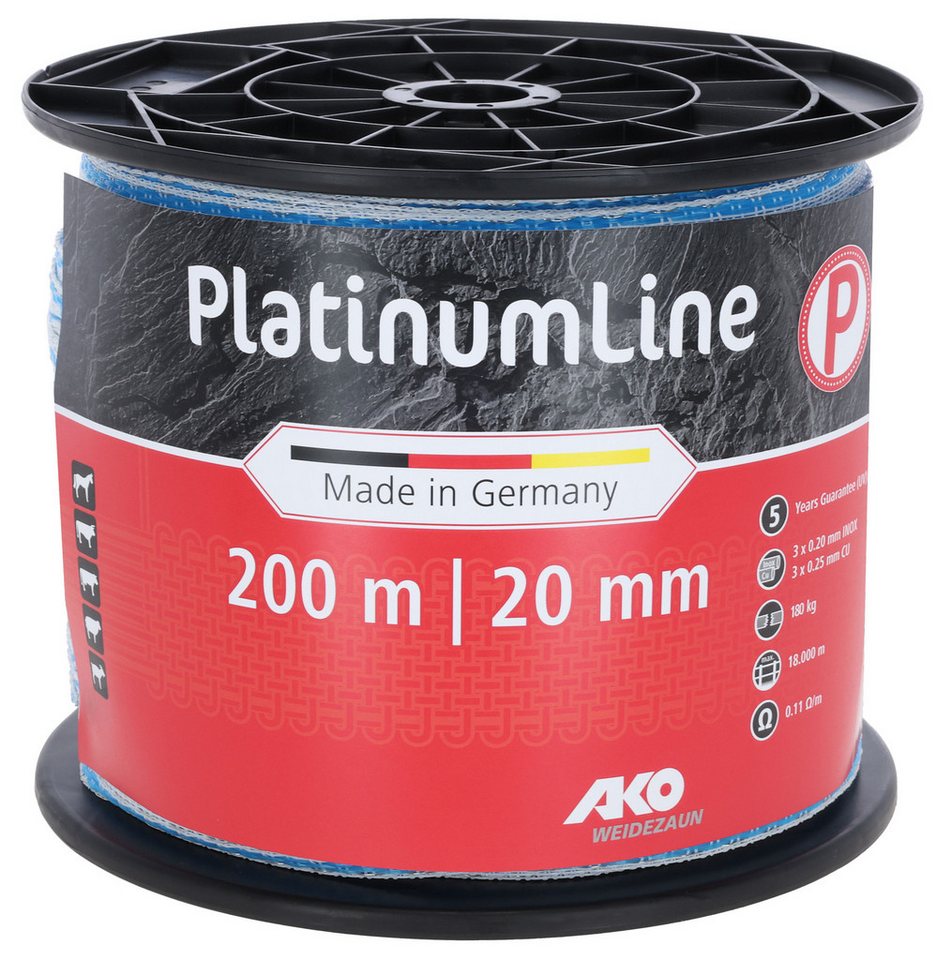 Kerbl Weidenzaun PlatinumLine Band, 200m, 20mm, weiß/blau Kerbl Weidenzaun PlatinumLine Band, 200m, 20mm, weiß/blau von Kerbl