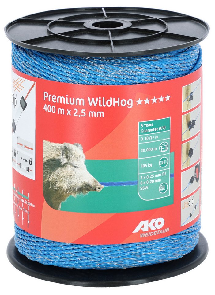 Kerbl Weidenzaun Premium WildHog Litze, blau 3x0,25 Cu, 6x 0,20 SSW 400m Kerbl Weidenzaun Premium WildHog Litze, blau 3x0,25 Cu, 6x 0,20 SSW 400m von Kerbl