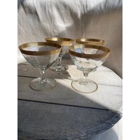 Vintage Tiffin Gold Inkrustierte Sundae Gläser | 4Er Set von KereksBoutique