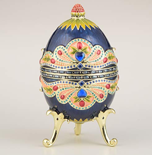 KEREN KOPAL Blau Buntes Faberge Ei Trinket Box Russisches Ei Dekoriert mit Swarovski Kristallen Sammler Osterei Home Design Geschenkidee Limited Edition von Keren Kopal