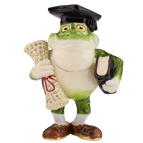 Keren Kopal Frog Graduating Student Figurine Trinket Box Jewelry Storage Case Hand-Painted University College Graduation Gift Idea von Keren Kopal