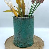 Blumenvase Keramik Handgefertigt, Steinzeug Vase Grün Keramik, Küchenutensilien Halter Einweihungsparty von KerenOrHandmade