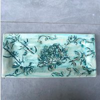 Grüner Keramik Servierteller, Handgemachte Schale, Schale von KerenOrHandmade