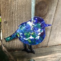 Vogel Ornament, Frühlingsvogel Keramik Kleiner Auf Grünem Band, Liebhaber Geschenk Weihnachtsvogel Dekoration, Musik Symbol von KerenOrHandmade