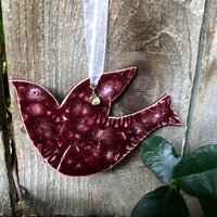 Taube Ornament, Keramik Handgefertigte Taube, An Band, Friedenstaube von KerenOrHandmade