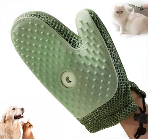 Kerfulty Tierhaarentfernungshandschuh, All-in-One-Pflegenebel, Tierhaarentferner-Handschuhe, Haustierhaarentferner-Handschuh für Katzen und Hunde, doppelseitig, wiederverwendbar, für Couch, Kleidung von Kerfulty