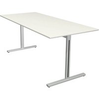 Kerkmann Form 1 Schreibtisch weiß rechteckig, T-Fuß-Gestell silber 180,0 x 80,0 cm von Kerkmann