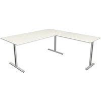 Kerkmann Form 1 Schreibtisch weiß rechteckig, T-Fuß-Gestell silber 180,0 x 80,0 cm von Kerkmann