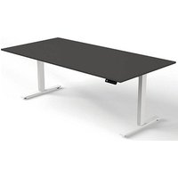 Kerkmann Move 3 elektrisch höhenverstellbarer Schreibtisch anthrazit rechteckig, T-Fuß-Gestell weiß 200,0 x 100,0 cm von Kerkmann