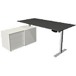 Kerkmann Move 1 L-Förmig Elektronisch Höhenverstellbarer Sitz-Stehschreibtisch Melamin, Stahl Silber 1650 x 1350 x 1230 mm von Kerkmann