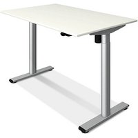 Kerkmann Move 1 base elektrisch höhenverstellbarer Schreibtisch weiß rechteckig, T-Fuß-Gestell silber 120,0 x 80,0 cm von Kerkmann