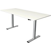 Kerkmann Move 1 base elektrisch höhenverstellbarer Schreibtisch weiß rechteckig, T-Fuß-Gestell silber 150,0 x 80,0 cm von Kerkmann