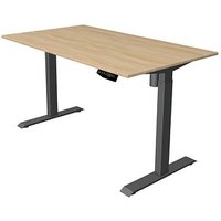 Kerkmann Move 1 elektrisch höhenverstellbarer Schreibtisch eiche hell rechteckig, T-Fuß-Gestell grau 140,0 x 80,0 cm von Kerkmann