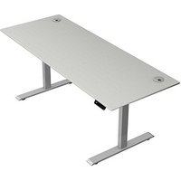 Kerkmann Move 2 Plus elektrisch höhenverstellbarer Schreibtisch lichtgrau rechteckig, T-Fuß-Gestell silber 200,0 x 80,0 cm von Kerkmann