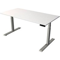 Kerkmann Move 2 elektrisch höhenverstellbarer Schreibtisch weiß rechteckig, T-Fuß-Gestell silber 160,0 x 80,0 cm von Kerkmann