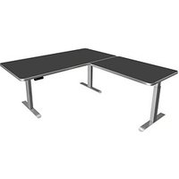 Kerkmann Move 3 Premium elektrisch höhenverstellbarer Schreibtisch anthrazit L-Form, T-Fuß-Gestell silber 200,0 x 220,0 cm von Kerkmann