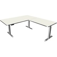 Kerkmann Move 3 Premium elektrisch höhenverstellbarer Schreibtisch weiß L-Form, T-Fuß-Gestell silber 200,0 x 220,0 cm von Kerkmann