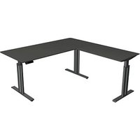 Kerkmann Move 3 elegant elektrisch höhenverstellbarer Schreibtisch anthrazit L-Form, T-Fuß-Gestell grau 180,0 x 180,0 cm von Kerkmann