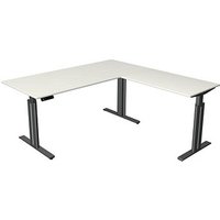 Kerkmann Move 3 elegant elektrisch höhenverstellbarer Schreibtisch weiß rechteckig, T-Fuß-Gestell grau 180,0 x 180,0 cm von Kerkmann