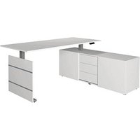 Kerkmann Move 3 elektrisch höhenverstellbarer Schreibtisch weiß rechteckig, Wangen-Gestell silber 180,0 x 80,0 cm von Kerkmann