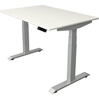 Kerkmann Move 4 elektrisch höhenverstellbarer Schreibtisch weiß rechteckig, T-Fuß-Gestell silber 120,0 x 80,0 cm von Kerkmann