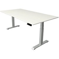 Kerkmann Move 4 elektrisch höhenverstellbarer Schreibtisch weiß rechteckig, T-Fuß-Gestell silber 200,0 x 100,0 cm von Kerkmann