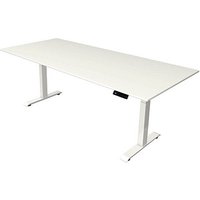 Kerkmann Move 4 elektrisch höhenverstellbarer Schreibtisch weiß rechteckig, T-Fuß-Gestell weiß 225,0 x 100,0 cm von Kerkmann