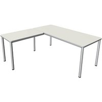 Kerkmann Prime Schreibtisch weiß L-Form, 6-Fuß-Gestell silber 180,0 x 180,0 cm von Kerkmann