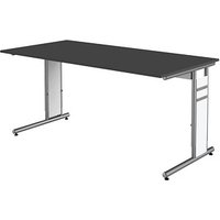 Kerkmann Priola höhenverstellbarer Schreibtisch anthrazit rechteckig, C-Fuß-Gestell silber 160,0 x 80,0 cm von Kerkmann