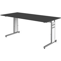 Kerkmann Priola höhenverstellbarer Schreibtisch anthrazit rechteckig, C-Fuß-Gestell silber 180,0 x 80,0 cm von Kerkmann