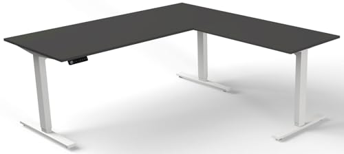 Kerkmann Schreibtisch Move 3 elektr. höhenverstellbar BxT 180x180cm + Anbautisch anthrazit von Kerkmann